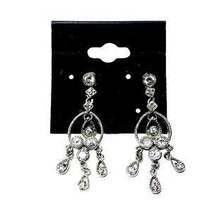 Sterling Silver 925 Marked Chandelier Dangle Earrings by ATI UV Pink Glow